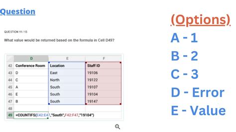 Add and Evaluate <b>Formula</b> <b>Cells</b>. . What value would be returned based on the formula in cell d49